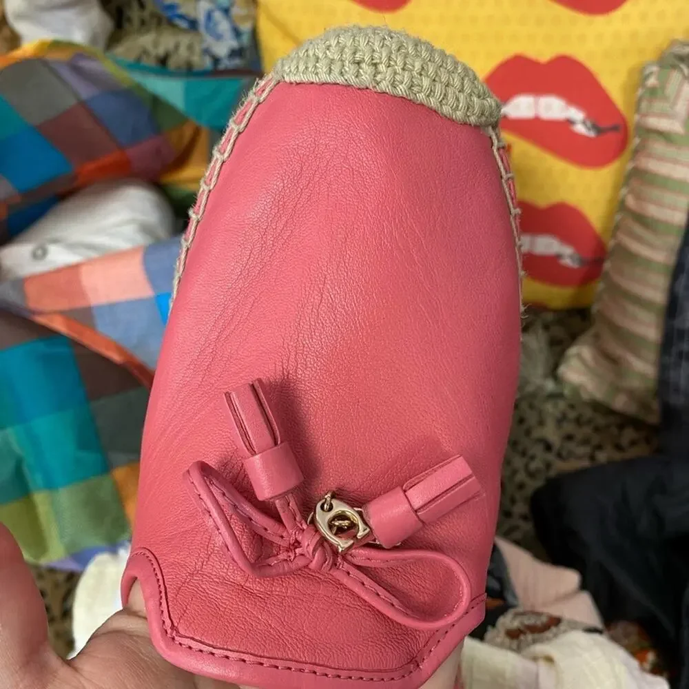 Coach pink Cassidy espadrille leather flats tassel